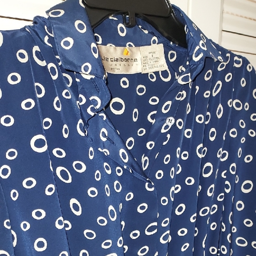 Rouje Look Liz Claiborne Blue and White Casual Button Front Dress 8p 38 - Picture 2 of 9